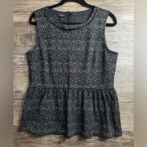 Talbots Black Peplum Blouse with Peter Pan Collar